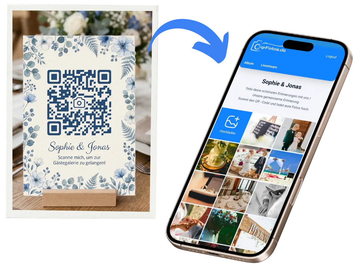 Hochzeitsfotos per QR-Code sammeln – qrFotos Online-Galerie Vorschau
