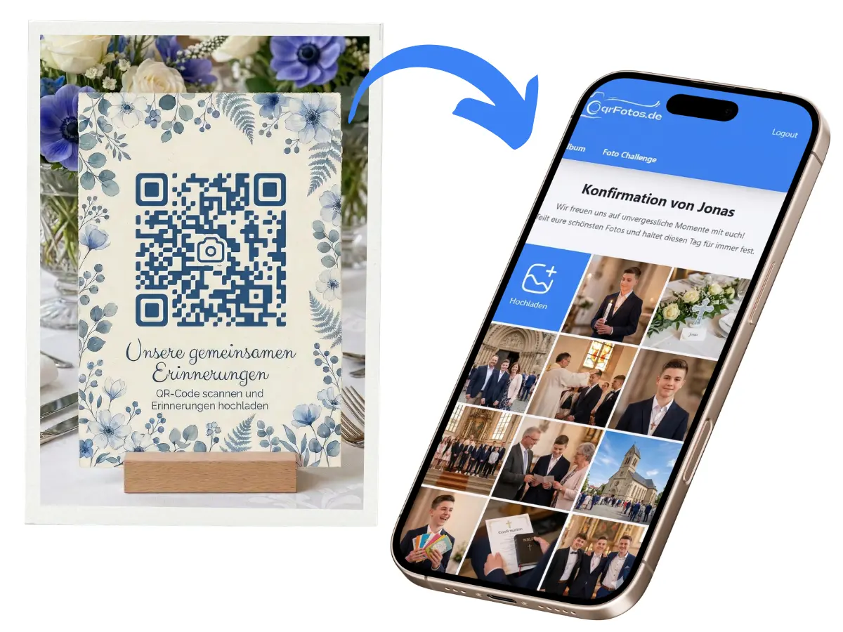 Digitales Fotoalbum zur Konfirmation mit QR-Code